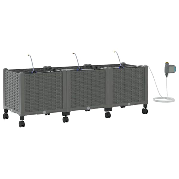 Taimekast ratastega 120 × 40 × 43,5 cm, PP – helehall – 3 tk