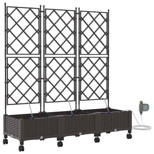 Taimekast ratastega 120 × 40 × 132 cm, PP – pruun – 3 tk