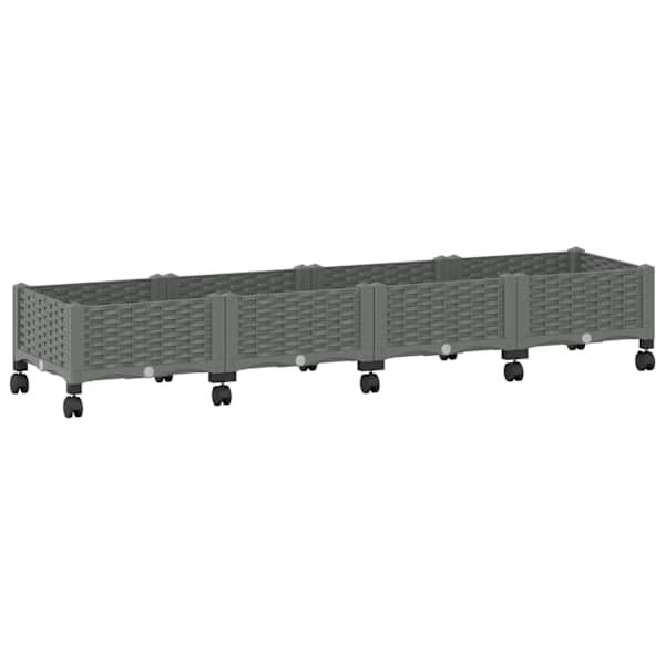 Taimekast ratastega 160 × 40 × 29 cm, PP – helehall