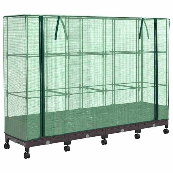 Lillepott kasvuhoonekattega 160 × 40 × 129 cm, PP – pruun – 4 tk