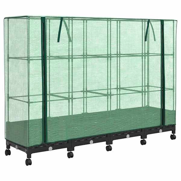 Lillepott kasvuhoonekattega 160 × 40 × 129 cm, PP – must – 4 tk