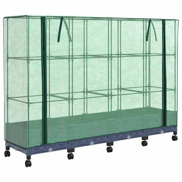 Lillepott kasvuhoonekattega 160 × 40 × 129 cm, PP – sinakashall – 4 tk