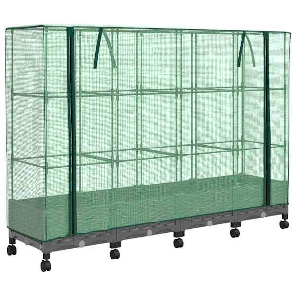 Lillepott kasvuhoonekattega 160 × 40 × 129 cm, PP – helehall – 4 tk