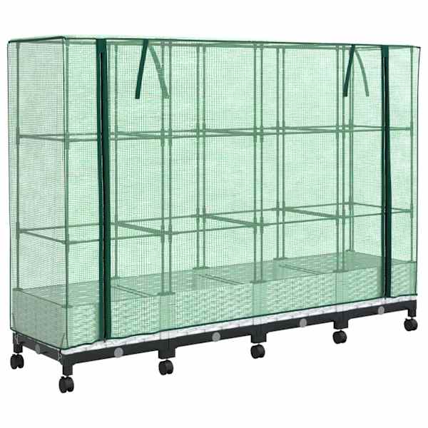 Lillepott kasvuhoonekattega 160 × 40 × 129 cm, PP – valge – 4 tk
