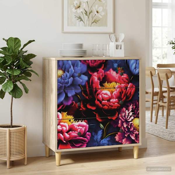 Õhupoli KIEL Tumedat pionide mustrit 66 × 36,5 × 75 cm Sonoma