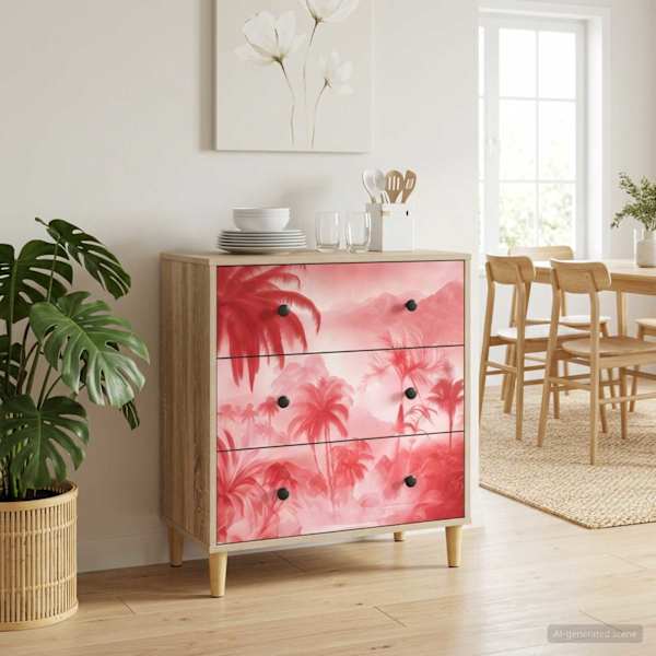 Õhupoli AACHEN Roosa palmipuu trükk 66 × 36,5 × 75 cm Tehispuit