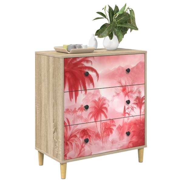 Õhupoli AACHEN Roosa palmipuu trükk 66 × 36,5 × 75 cm Tehispuit