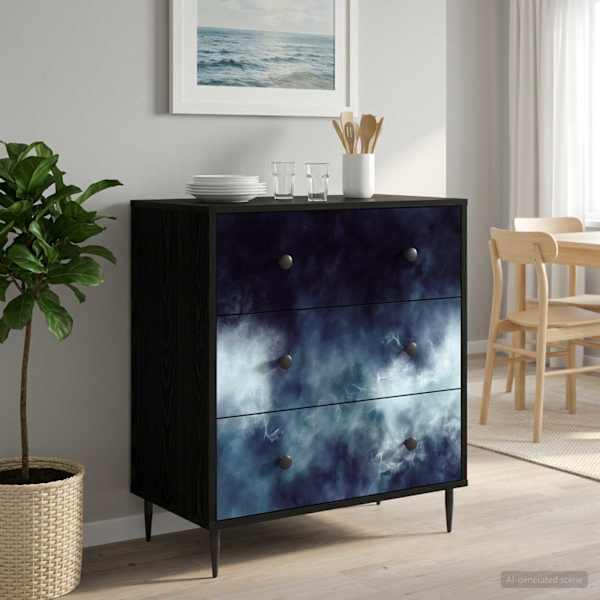 Õhupoli RAALTE Sinine marmori trükk 66 × 36,5 × 76 cm Tehispuit