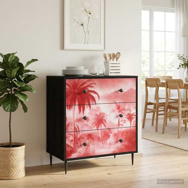 Õhupoli AACHEN Roosa palmipuu trükk 66 × 36,5 × 76 cm Tehispuit