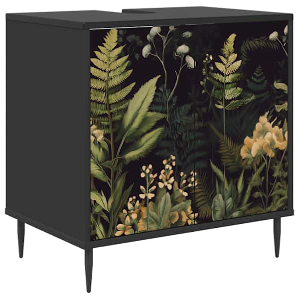 Vannitoa kapp RHENEN Must tamm 60 × 40 × 61 cm Tehispuit