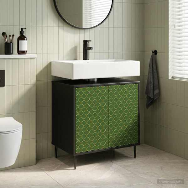 Vannitoa kapp GELEEN Must tamm 60 × 40 × 61 cm Tehispuit