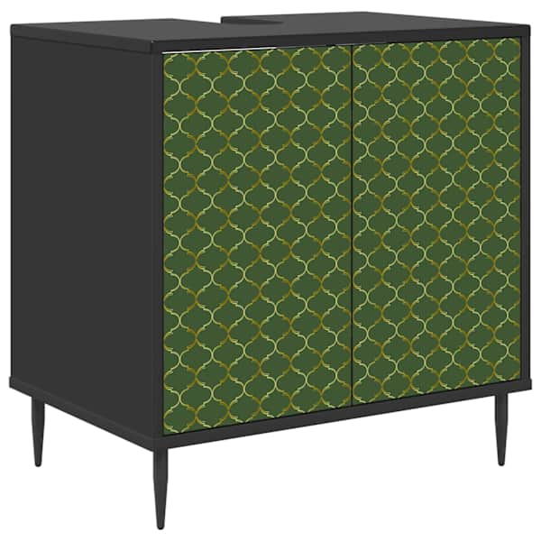 Vannitoa kapp GELEEN Must tamm 60 × 40 × 61 cm Tehispuit