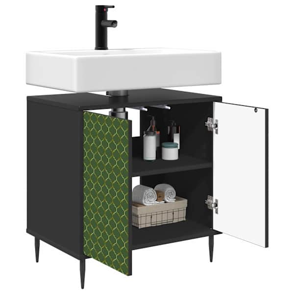 Vannitoa kapp GELEEN Must tamm 60 × 40 × 61 cm Tehispuit