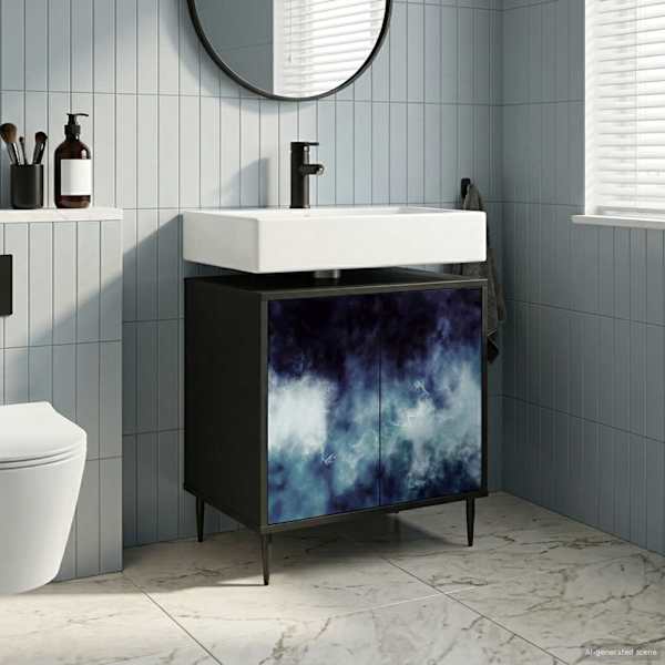 Vannitoa kapp RAALTE Must tamm 60 × 40 × 61 cm Tehispuit
