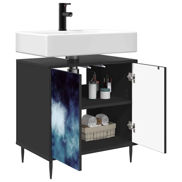 Vannitoa kapp RAALTE Must tamm 60 × 40 × 61 cm Tehispuit