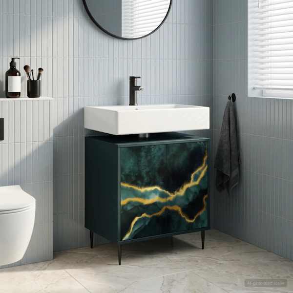 Vannitoa kapp WIJHE Must tamm 60 × 40 × 61 cm Tehispuit