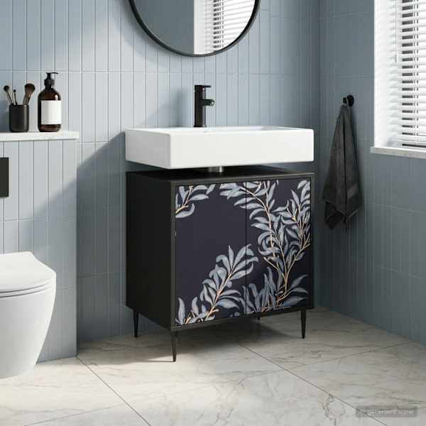 Vannitoa kapp DOKKUM Must tamm 60 × 40 × 61 cm Tehispuit