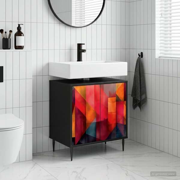 Vannitoa kapp HEESCH Must tamm 60 × 40 × 61 cm Tehispuit