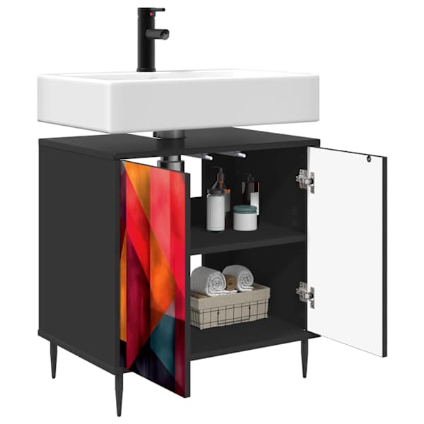 Vannitoa kapp HEESCH Must tamm 60 × 40 × 61 cm Tehispuit