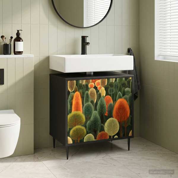 Vannitoa kapp ZAANDAM Must tamm 60 × 40 × 61 cm Tehispuit