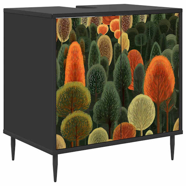 Vannitoa kapp ZAANDAM Must tamm 60 × 40 × 61 cm Tehispuit