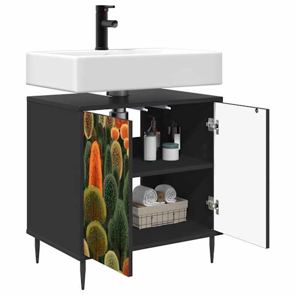 Vannitoa kapp ZAANDAM Must tamm 60 × 40 × 61 cm Tehispuit