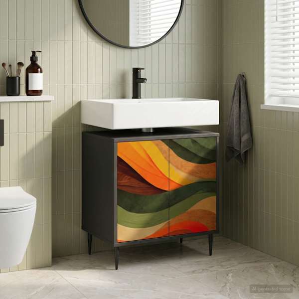 Vannitoa kapp BONN Must tamm 60 × 40 × 61 cm Tehispuit