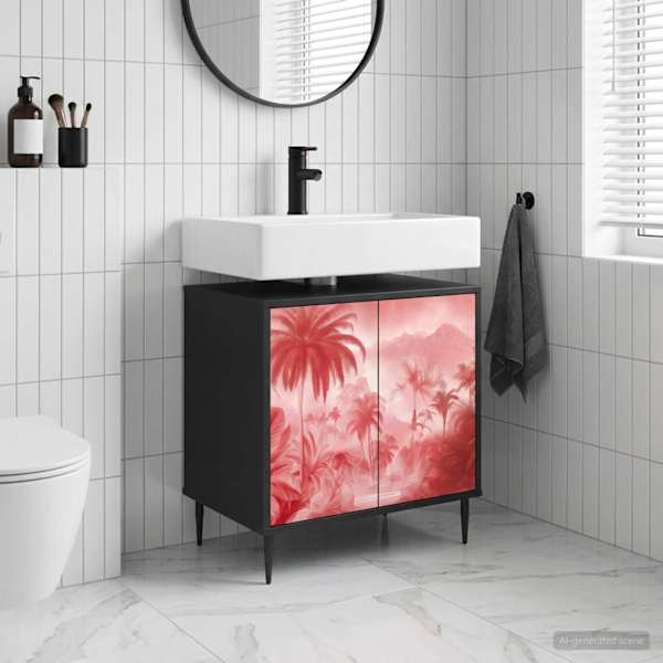 Vannitoa kapp AACHEN Must tamm 60 × 40 × 61 cm Tehispuit