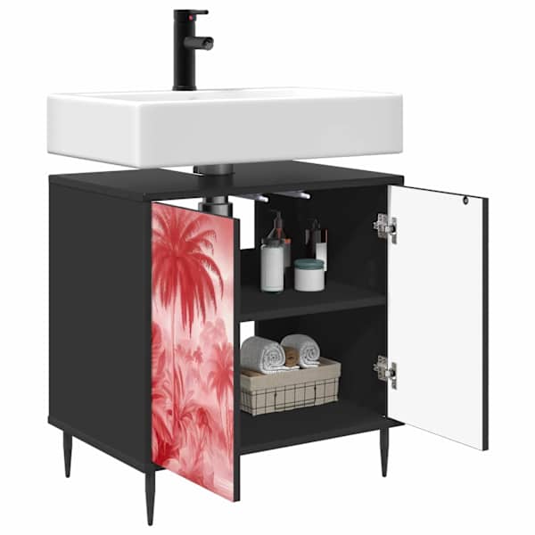 Vannitoa kapp AACHEN Must tamm 60 × 40 × 61 cm Tehispuit