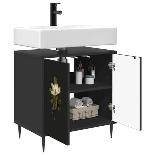 Vannitoa kapp BREMEN Must tamm 60 × 40 × 61 cm Tehispuit