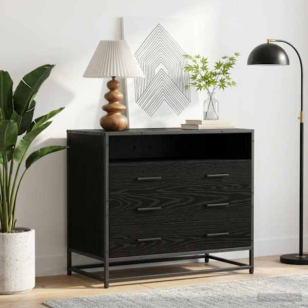 Sahtlibüroo 3-Sahtel Must tamm 70 × 41 × 70 cm Tehispuit