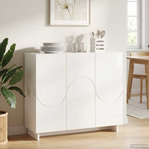 Kummut Kõrgläikega valge 85.5 × 31 × 75 cm Tehispuit