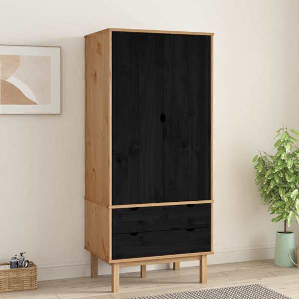 Garderoobikapp OTTA Must 76,5 × 53 × 172 cm Toekas männipuit