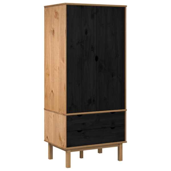 Garderoobikapp OTTA Must 76,5 × 53 × 172 cm Toekas männipuit