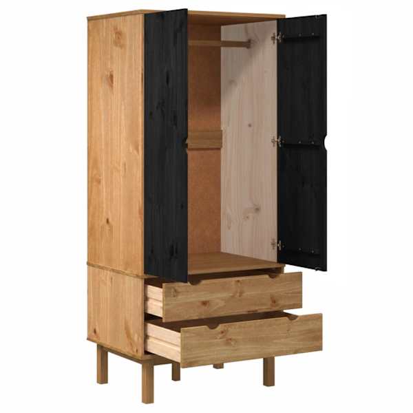 Garderoobikapp OTTA Must 76,5 × 53 × 172 cm Toekas männipuit