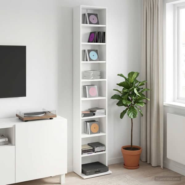 CD kapp Valge 33 × 23,5 × 175 cm Tehispuit