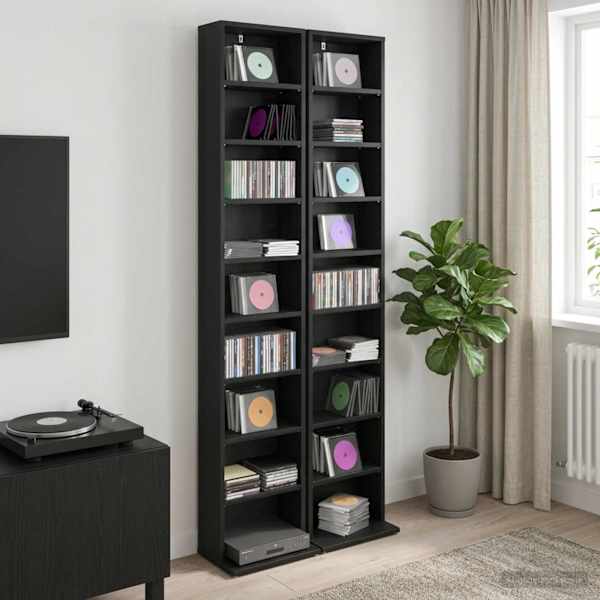 CD kapp 2 tk Must tamm 33 × 23,5 × 175 cm Tehispuit