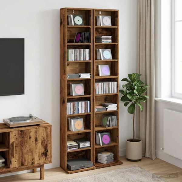 CD kapp 2 tk Vana puit 33 × 23,5 × 175 cm Tehispuit