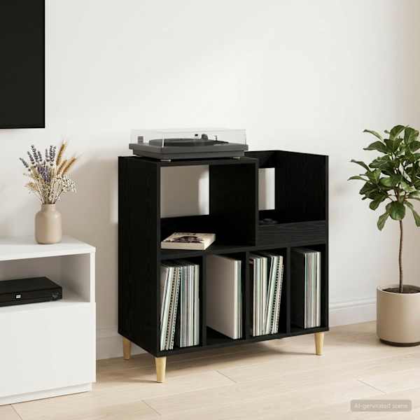 Plaadimängija alus Must tamm 82 × 39,5 × 82,5 cm Tehispuit