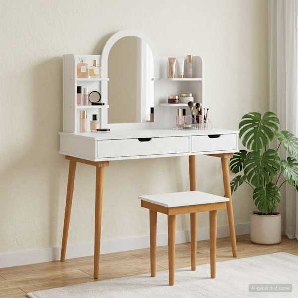 Tualettlaua komplekt FAUSKE 5 tk Valge 100 × 50 × 143 cm