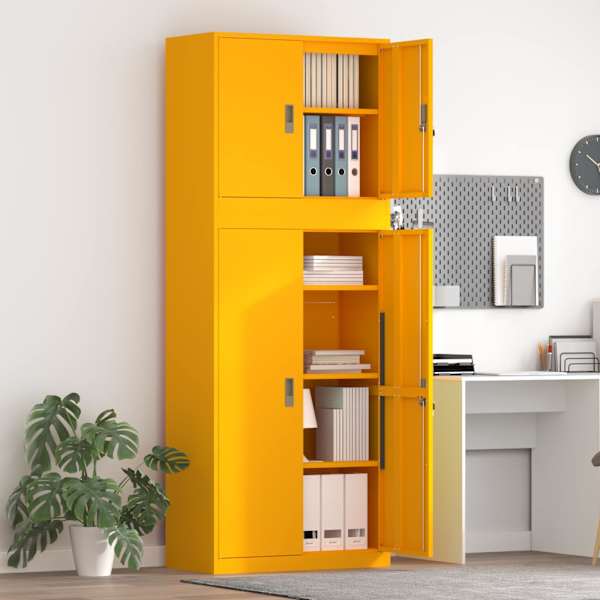 Hoiukapp 2 tk Sinepikollane 80 × 40 × 210 cm Teras Lukustatav