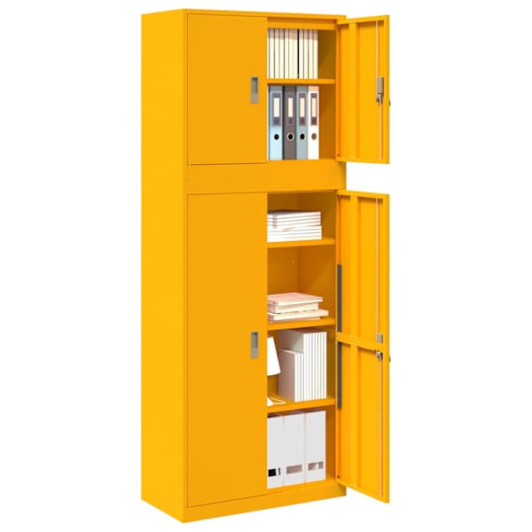 Hoiukapp 2 tk Sinepikollane 80 × 40 × 210 cm Teras Lukustatav