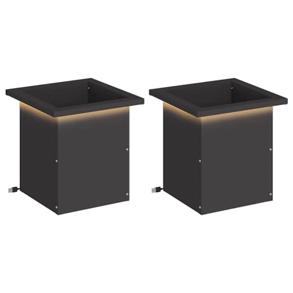 LED-valgustusega taimekast 30 × 30 × 30 cm, teras – must – 2 tk
