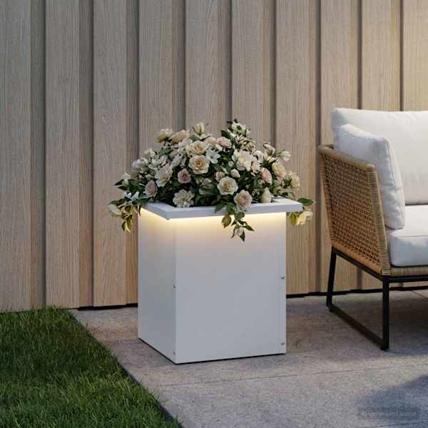 LED-valgustusega taimekast 30 × 30 × 30 cm, teras – valge
