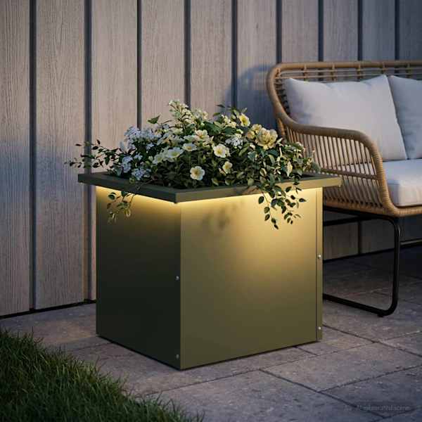 LED-valgustusega taimekast 30 × 40 × 30 cm, teras – oliiviroheline