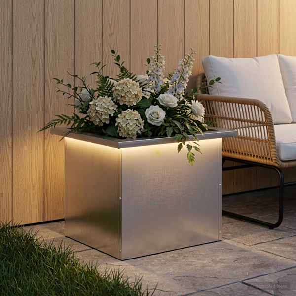 LED-valgustusega taimekast 30 × 40 × 30 cm, roostevaba teras – hõbedane