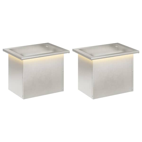 LED-valgustusega taimekast 30 × 40 × 30 cm, roostevaba teras – hõbedane – 2 tk