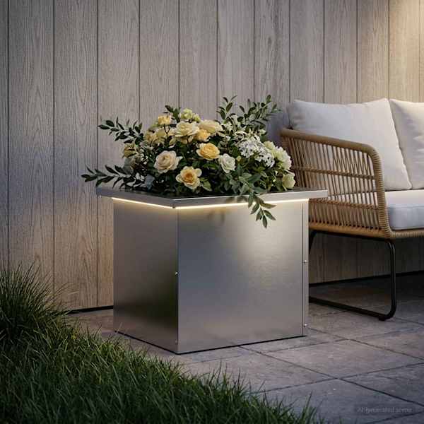 LED-valgustusega taimekast 30 × 40 × 30 cm, tsingitud teras – hõbedane