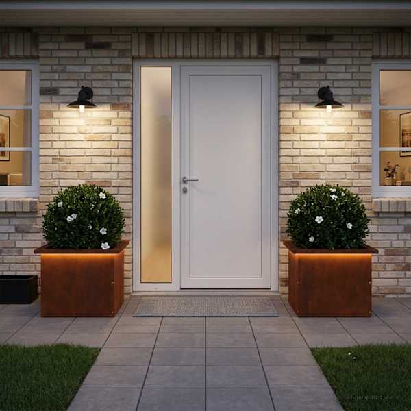 LED-valgustusega taimekast 30 × 40 × 30 cm, ilmastikukindel teras – roostekarva – 2 tk
