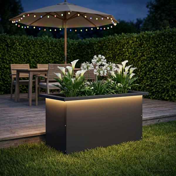 LED-valgustusega taimekast 30 × 60 × 30 cm, teras – must